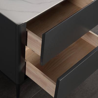 Space-Saving Minimalist Nightstand - Long-Lasting Baking Paint Color Bedside Table 2-Drawer For Bedroom