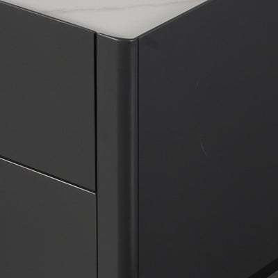 Space-Saving Minimalist Nightstand - Long-Lasting Baking Paint Color Bedside Table 2-Drawer For Bedroom