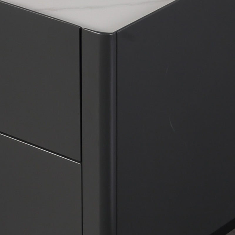 Space-Saving Minimalist Nightstand - Long-Lasting Baking Paint Color Bedside Table 2-Drawer For Bedroom