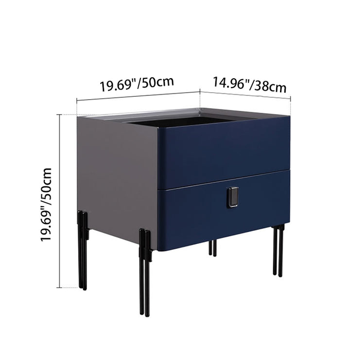 Unverwechselbares industrielles Design Nachttisch - E1 umweltfreundliches Material trifft auf Nachttisch aus gehärtetem Glas mit 2 Schubladen für das Schlafzimmer 