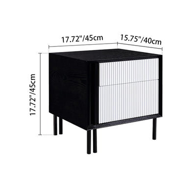 Artistic Modern Minimalist Nightstand - Wave-Patterned Baking Paint & Eye-Catching Color Block Bedside Table 2-Drawer For Bedroom