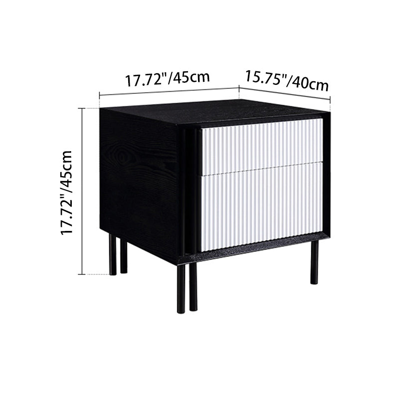 Artistic Modern Minimalist Nightstand - Wave-Patterned Baking Paint & Eye-Catching Color Block Bedside Table 2-Drawer For Bedroom