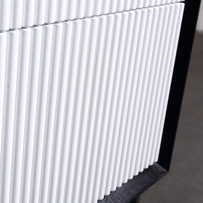 Artistic Modern Minimalist Nightstand - Wave-Patterned Baking Paint & Eye-Catching Color Block Bedside Table 2-Drawer For Bedroom