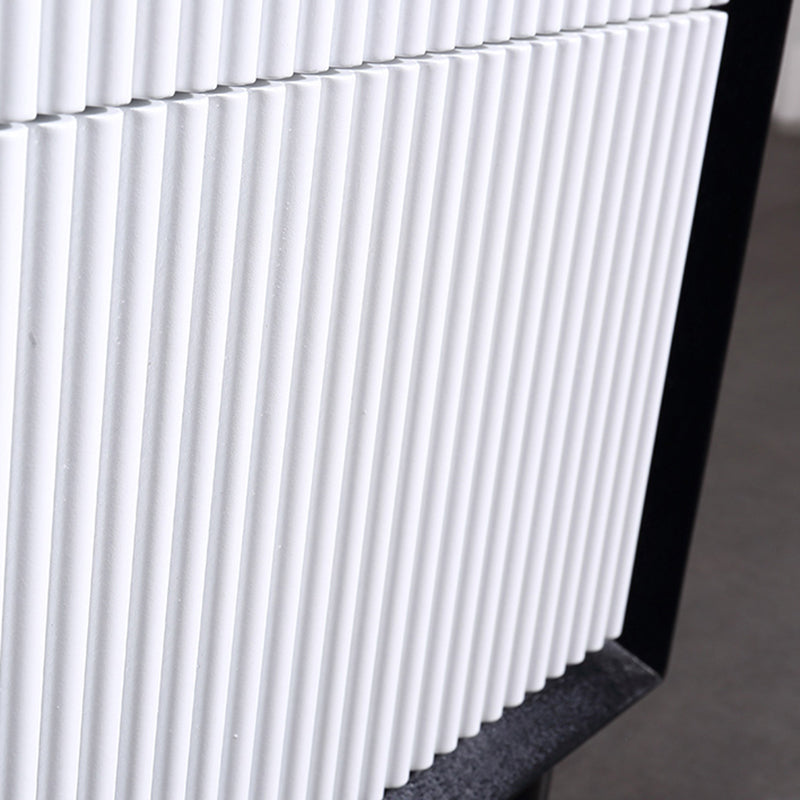 Artistic Modern Minimalist Nightstand - Wave-Patterned Baking Paint & Eye-Catching Color Block Bedside Table 2-Drawer For Bedroom