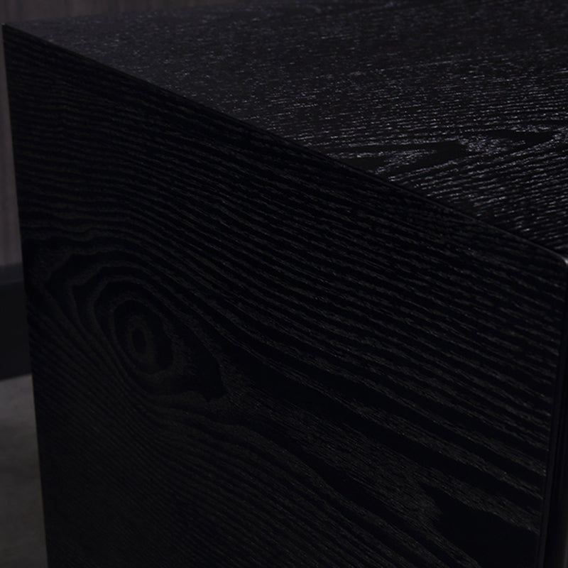 Artistic Modern Minimalist Nightstand - Wave-Patterned Baking Paint & Eye-Catching Color Block Bedside Table 2-Drawer For Bedroom