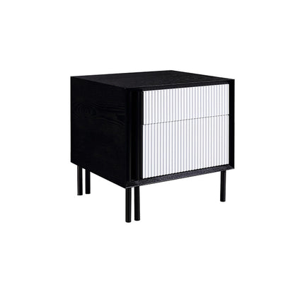 Artistic Modern Minimalist Nightstand - Wave-Patterned Baking Paint & Eye-Catching Color Block Bedside Table 2-Drawer For Bedroom