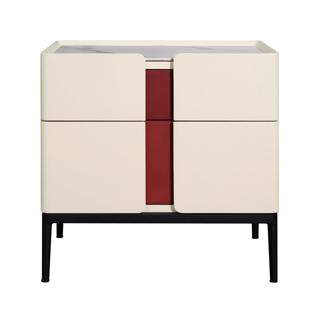 Table de chevet en combinaison de matériaux premium - Table de nuit astucieuse à double tiroir, rangement élégant à 2 tiroirs pour chambre élégante 