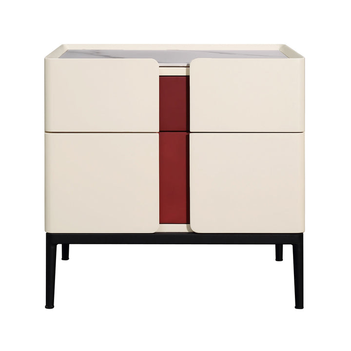 Table de chevet en combinaison de matériaux premium - Table de nuit astucieuse à double tiroir, rangement élégant à 2 tiroirs pour chambre élégante 