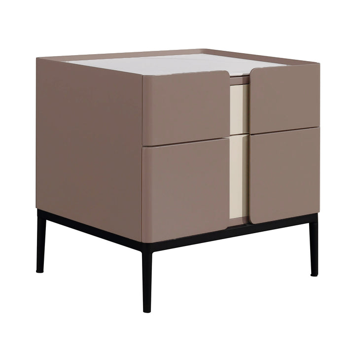 Table de chevet en combinaison de matériaux premium - Table de nuit astucieuse à double tiroir, rangement élégant à 2 tiroirs pour chambre élégante 