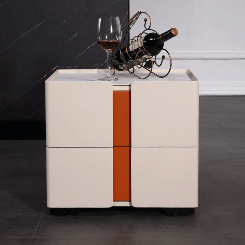 Personalized &amp; Flexible Luxury Bedside Table - Detachable Legs &amp; Symmetrical Block Design Nightstand 2-Drawer For Bedroom