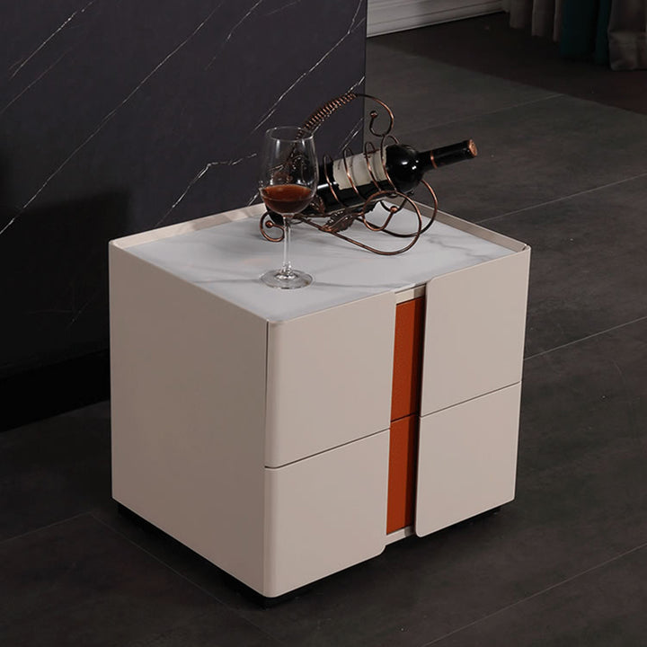 Personalisierter & Flexibler Luxus-Nachttisch - Abnehmbare Beine & Symmetrisches Blockdesign Nachttisch mit 2 Schubladen für Schlafzimmer 