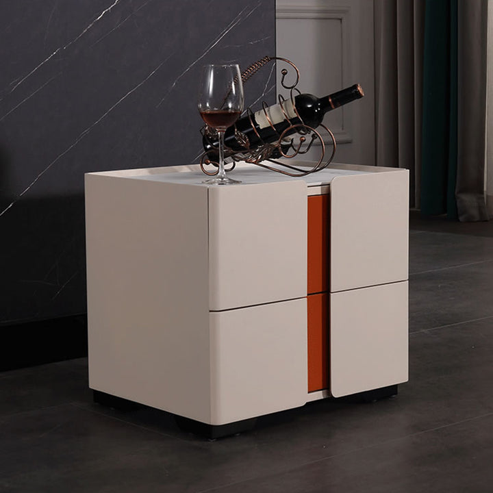Personalized &amp; Flexible Luxury Bedside Table - Detachable Legs &amp; Symmetrical Block Design Nightstand 2-Drawer For Bedroom