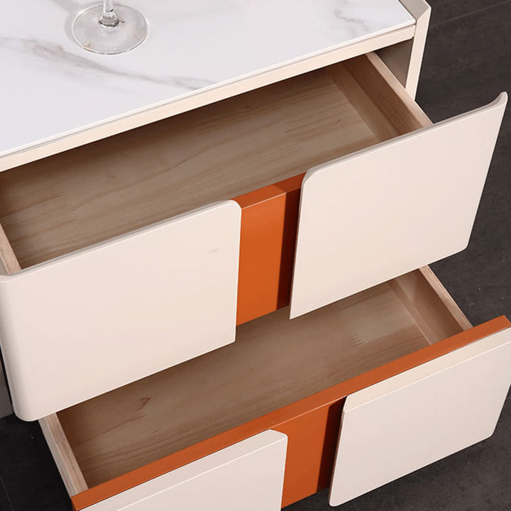 Personalized &amp; Flexible Luxury Bedside Table - Detachable Legs &amp; Symmetrical Block Design Nightstand 2-Drawer For Bedroom