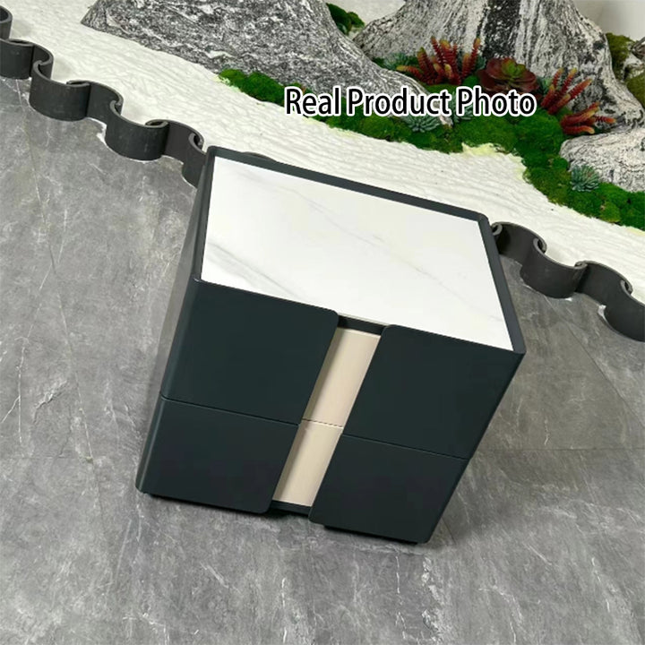 Personalized &amp; Flexible Luxury Bedside Table - Detachable Legs &amp; Symmetrical Block Design Nightstand 2-Drawer For Bedroom