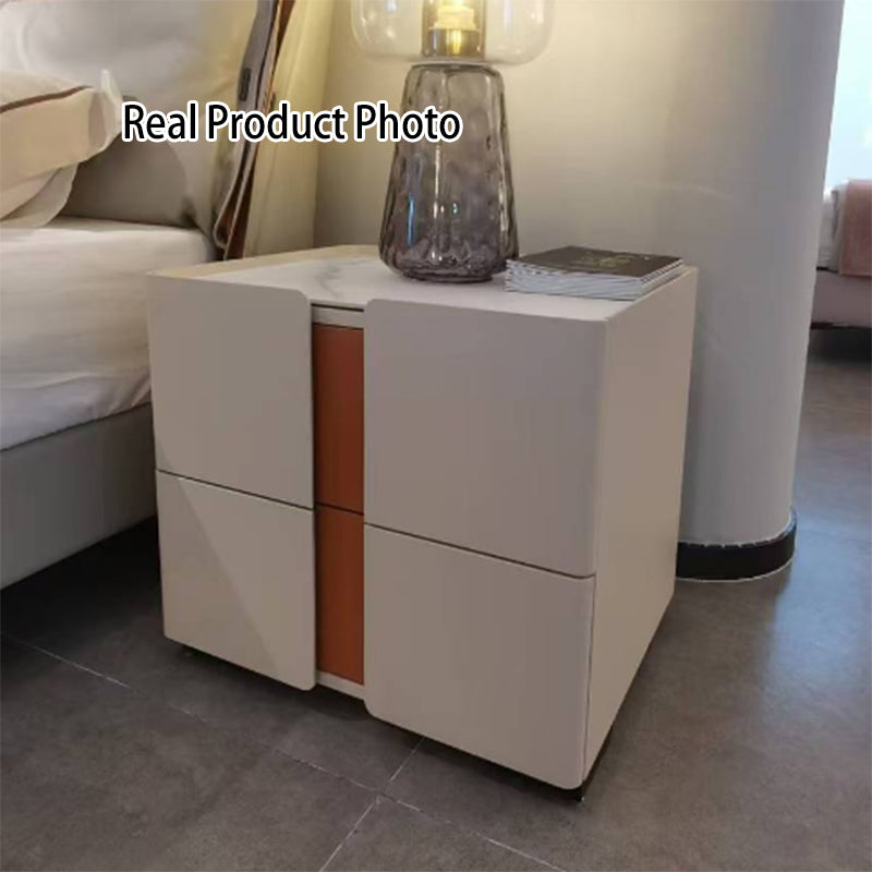 Personalized &amp; Flexible Luxury Bedside Table - Detachable Legs &amp; Symmetrical Block Design Nightstand 2-Drawer For Bedroom