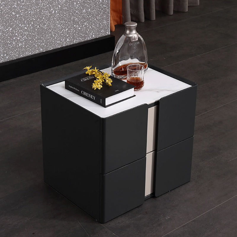 Personalized & Flexible Luxury Bedside Table - Detachable Legs & Symmetrical Block Design Nightstand 2-Drawer For Bedroom