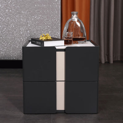 Personalized & Flexible Luxury Bedside Table - Detachable Legs & Symmetrical Block Design Nightstand 2-Drawer For Bedroom