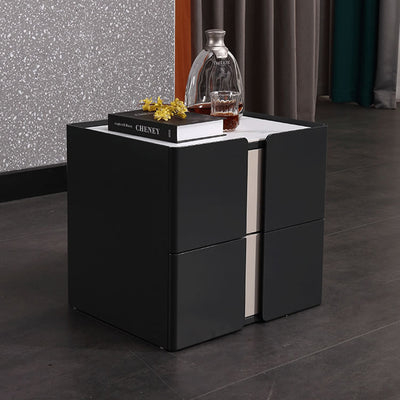 Personalized & Flexible Luxury Bedside Table - Detachable Legs & Symmetrical Block Design Nightstand 2-Drawer For Bedroom