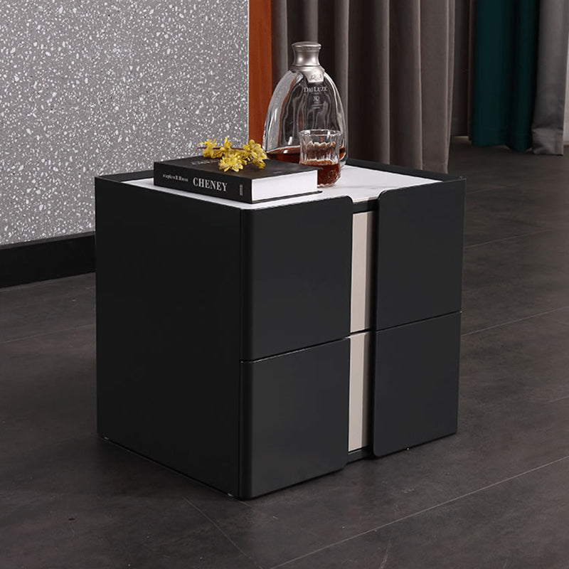 Personalized & Flexible Luxury Bedside Table - Detachable Legs & Symmetrical Block Design Nightstand 2-Drawer For Bedroom
