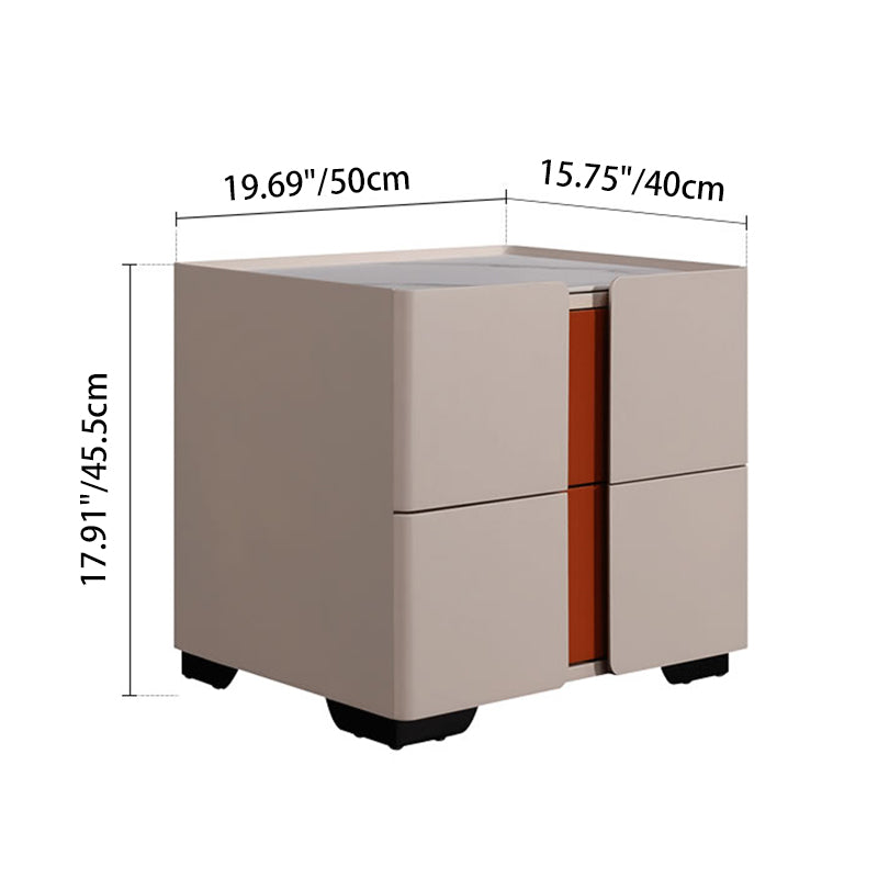 Personalized & Flexible Luxury Bedside Table - Detachable Legs & Symmetrical Block Design Nightstand 2-Drawer For Bedroom