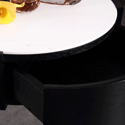 Round Industrial Nightstand - High-Recognition Shape & Unique Material-Mix Bedside Table 1-Drawer For Bedroom & Living Room