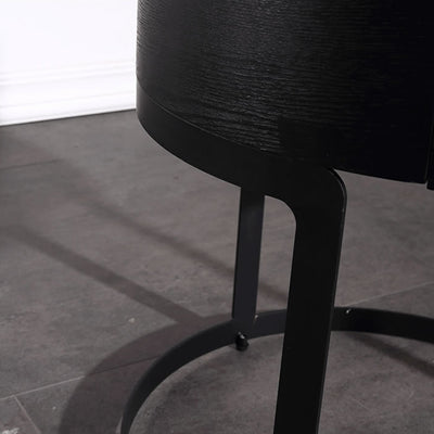 Round Industrial Nightstand - High-Recognition Shape & Unique Material-Mix Bedside Table 1-Drawer For Bedroom & Living Room