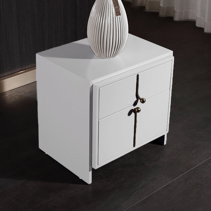 Table de chevet scandinave écologique - lignes minimalistes pures et peinture cuite, table de nuit à 2 tiroirs pour chambre à coucher 