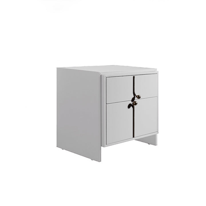 Table de chevet scandinave écologique - lignes minimalistes pures et peinture cuite, table de nuit à 2 tiroirs pour chambre à coucher 