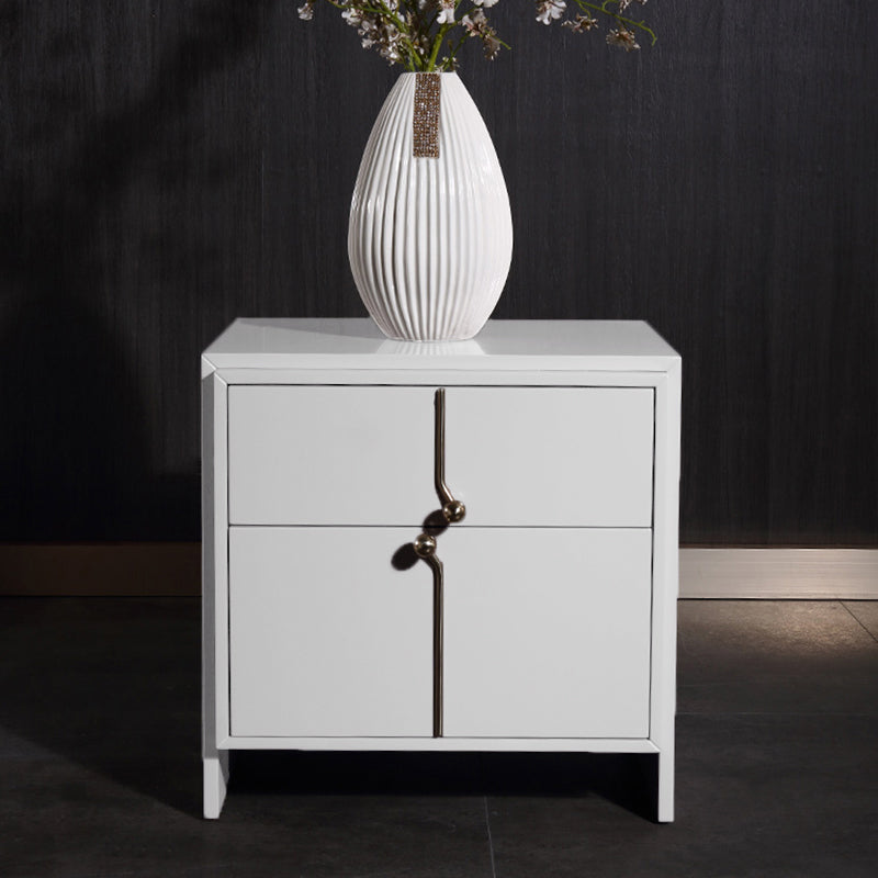 Table de chevet scandinave écologique - lignes minimalistes pures et peinture cuite, table de nuit à 2 tiroirs pour chambre à coucher 