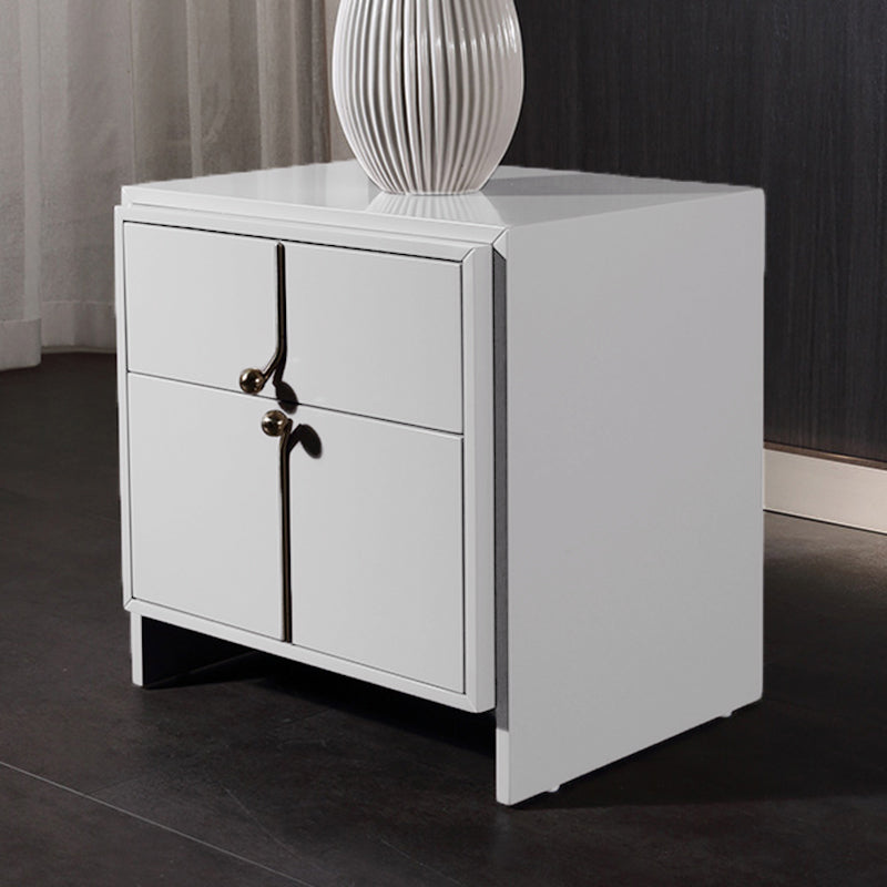 Table de chevet scandinave écologique - lignes minimalistes pures et peinture cuite, table de nuit à 2 tiroirs pour chambre à coucher 