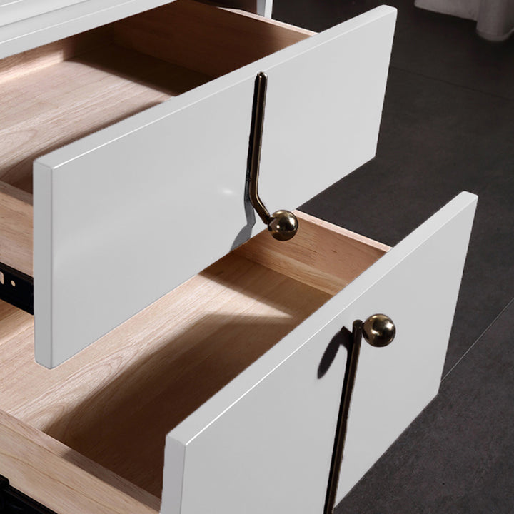 Table de chevet scandinave écologique - lignes minimalistes pures et peinture cuite, table de nuit à 2 tiroirs pour chambre à coucher 