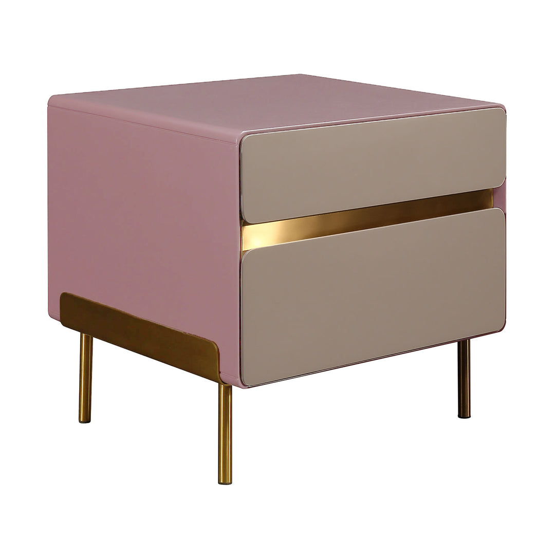 Luxury Color &amp; Line Collision Bedside Table - Formaldehyde-Free Eco-Friendly Nightstand 2-Drawer For Bedroom &amp; Living Room