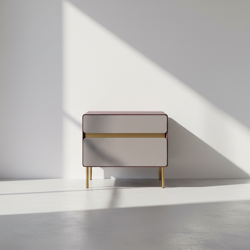 Luxury Color &amp; Line Collision Bedside Table - Formaldehyde-Free Eco-Friendly Nightstand 2-Drawer For Bedroom &amp; Living Room