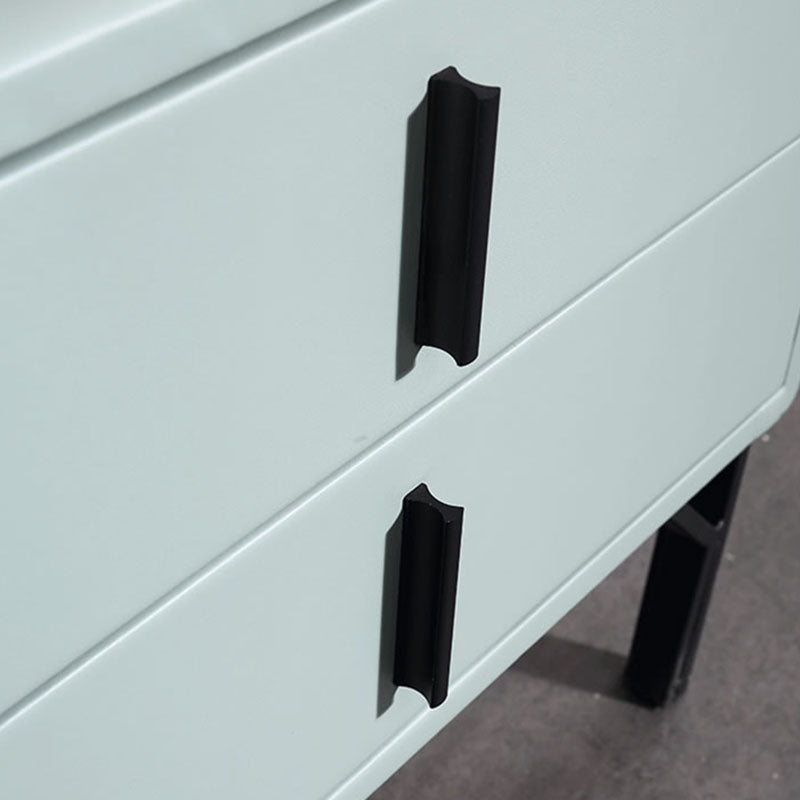 Mesa de noche nórdica tapizada en cuero sintético - Toque premium y fácil mantenimiento con 2 cajones para dormitorio 