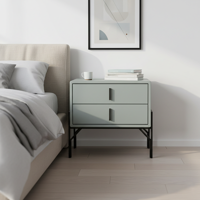 Faux Leather Upholstered Nordic Bedside Table - Premium Touch & Easy Maintenance Nightstand 2-Drawer For Bedroom