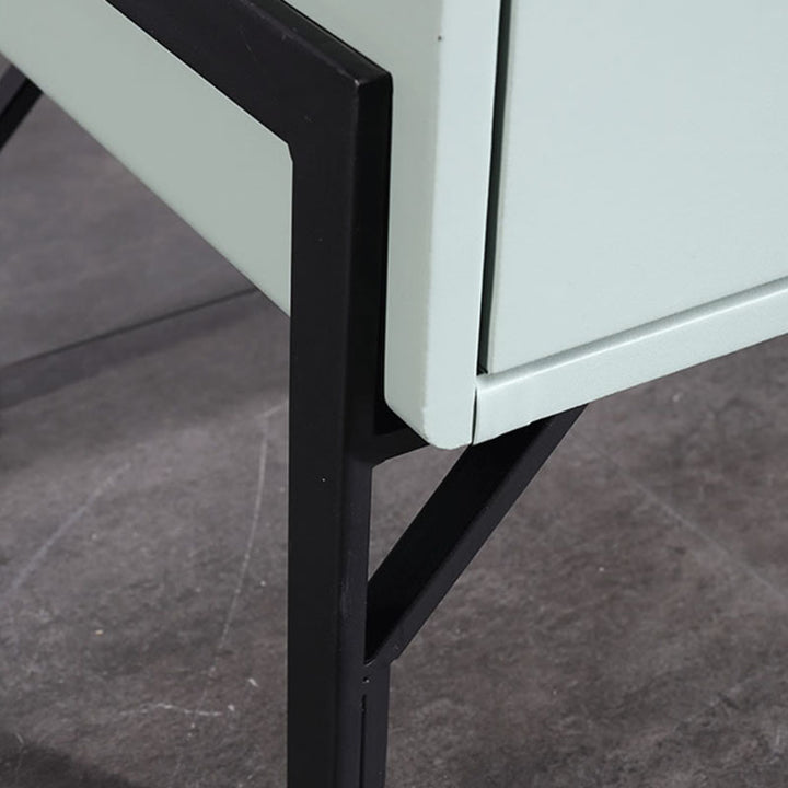 Mesa de noche nórdica tapizada en cuero sintético - Toque premium y fácil mantenimiento con 2 cajones para dormitorio 