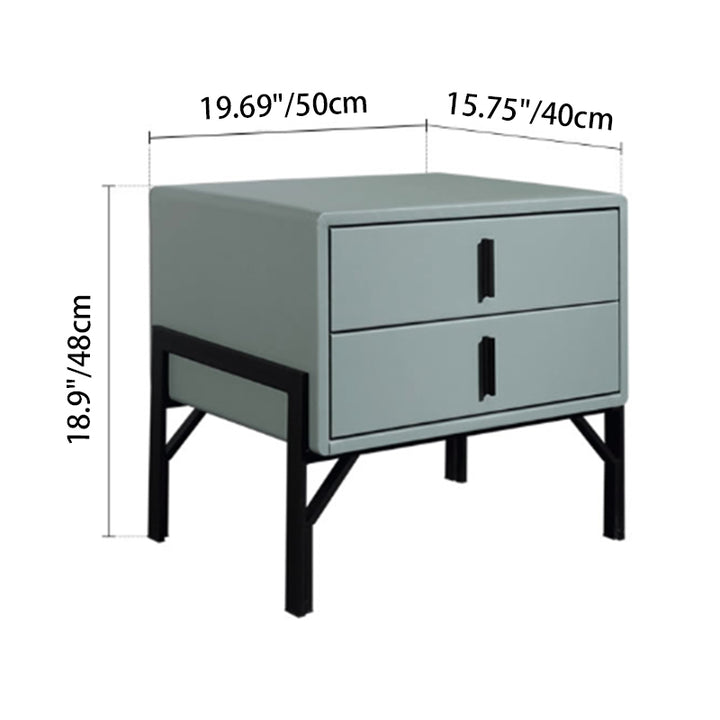 Mesa de noche nórdica tapizada en cuero sintético - Toque premium y fácil mantenimiento con 2 cajones para dormitorio 