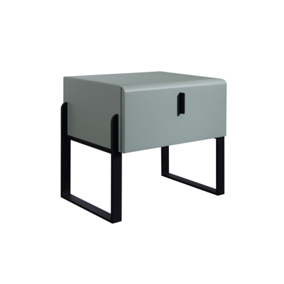 Elegant & Practical Nightstand - Industrial Featuring Faux Leather Upholstery Bedside Table 1-Drawer For Bedroom