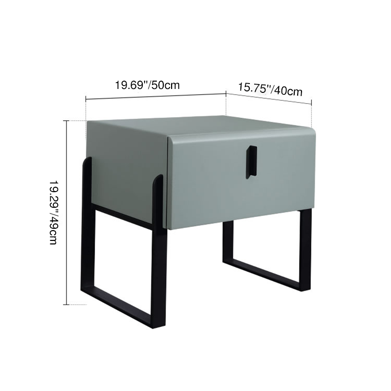 Elegant & Practical Nightstand - Industrial Featuring Faux Leather Upholstery Bedside Table 1-Drawer For Bedroom