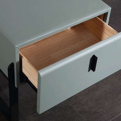 Elegant & Practical Nightstand - Industrial Featuring Faux Leather Upholstery Bedside Table 1-Drawer For Bedroom