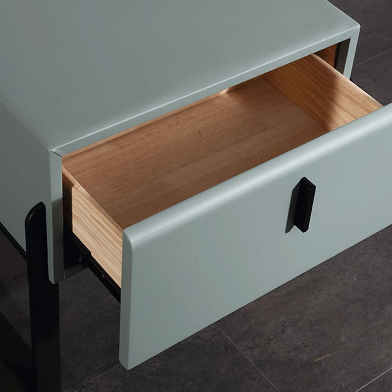 Elegant & Practical Nightstand - Industrial Featuring Faux Leather Upholstery Bedside Table 1-Drawer For Bedroom