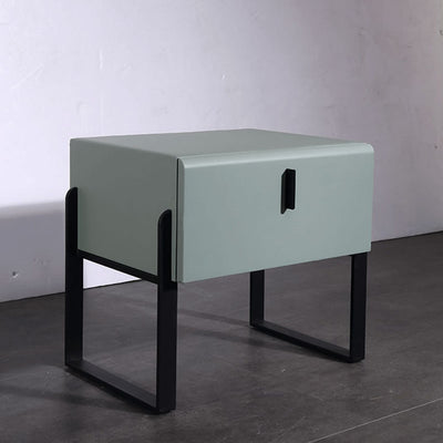 Elegant & Practical Nightstand - Industrial Featuring Faux Leather Upholstery Bedside Table 1-Drawer For Bedroom