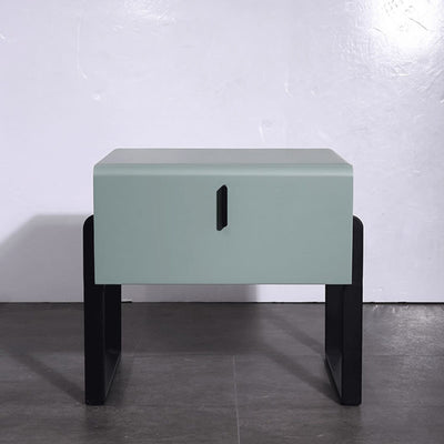 Elegant & Practical Nightstand - Industrial Featuring Faux Leather Upholstery Bedside Table 1-Drawer For Bedroom