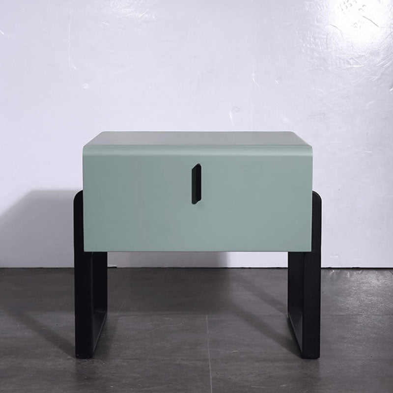 Elegant & Practical Nightstand - Industrial Featuring Faux Leather Upholstery Bedside Table 1-Drawer For Bedroom