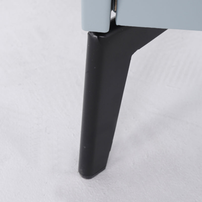 Stylish & Textured Nordic Nightstand - Sintered Rock Stone Top Airplane-Shaped Iron Legs Bedside Table 2-Drawer For Bedroom