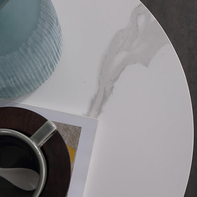 Rounded Nordic Bedside Table - Scratch-Resistant & Safe Rock Slab Surface Nightstand 2-Drawer For Bedroom