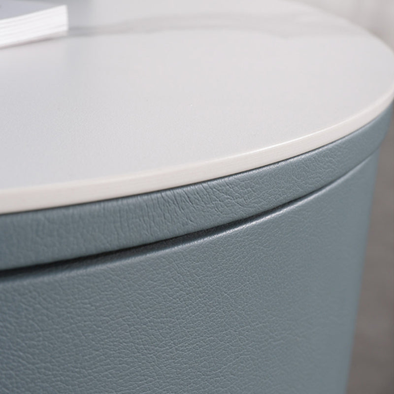 Rounded Nordic Bedside Table - Scratch-Resistant & Safe Rock Slab Surface Nightstand 2-Drawer For Bedroom