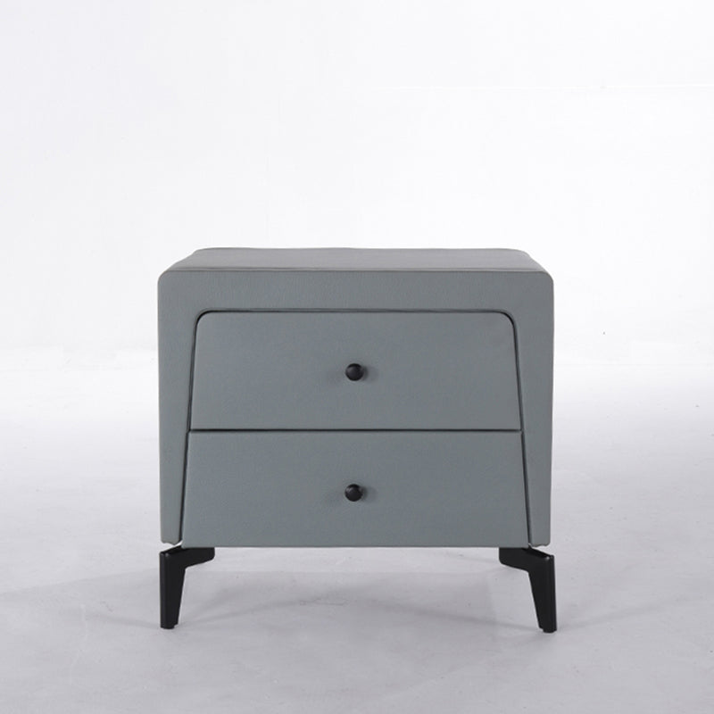 Nordic Aesthetic Bedside Table - Exquisite Faux Leather Work Craftsmanship Design Nightstand 2-Drawer For Bedroom
