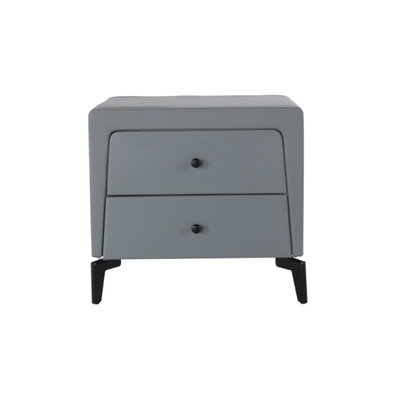 Nordic Aesthetic Bedside Table - Exquisite Faux Leather Work Craftsmanship Design Nightstand 2-Drawer For Bedroom