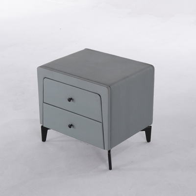 Nordic Aesthetic Bedside Table - Exquisite Faux Leather Work Craftsmanship Design Nightstand 2-Drawer For Bedroom